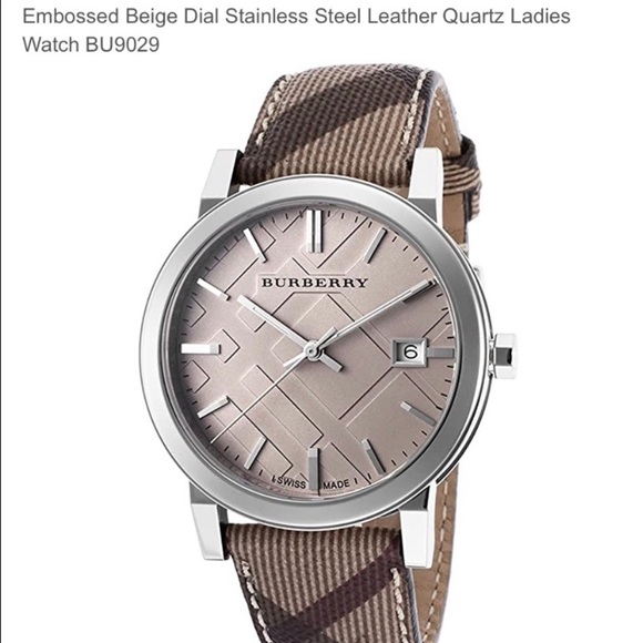 Embossed Beige Dial Stainless Steel Watch BU902 - Picture 1 of 10